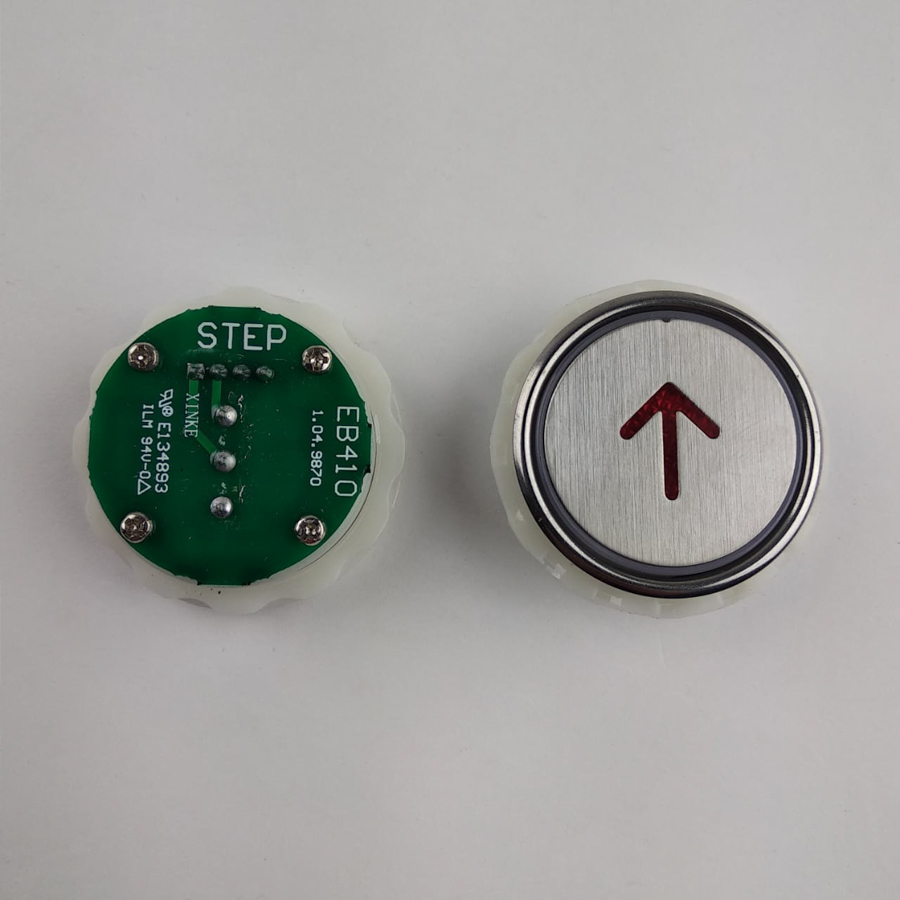 Кнопка вызова СТРЕЛКА ВВЕРХ/ВНИЗ круглая, тип EB410 (подсветка красная), LIFTMATERIAL (требуется перекоммутация, аналог)