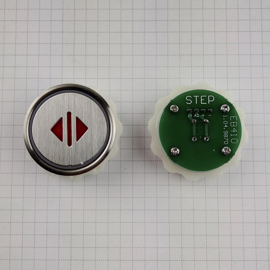 Кнопка приказа ОТКРЫТИЕ ДВЕРЕЙ круглая, тип EB410 (подсветка красная), LIFTMATERIAL (требуется перекоммутация, аналог)