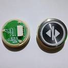 Кнопка приказа ОТКРЫТИЕ ДВЕРЕЙ круглая, серебристая поверхность, AVDBUT, голубая подсветка, KONE