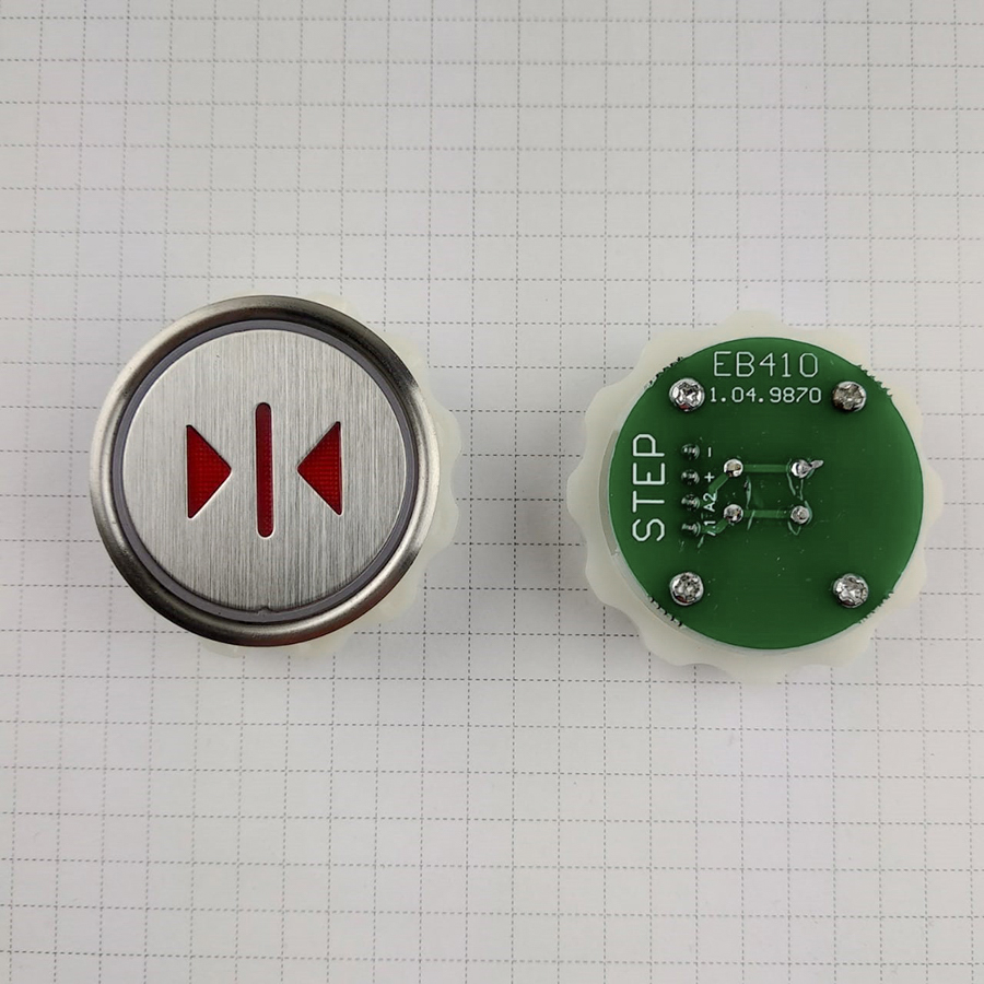 Кнопка приказа ЗАКРЫТИЕ ДВЕРЕЙ круглая, тип EB410 (подсветка красная), LIFTMATERIAL (требуется перекоммутация, аналог)
