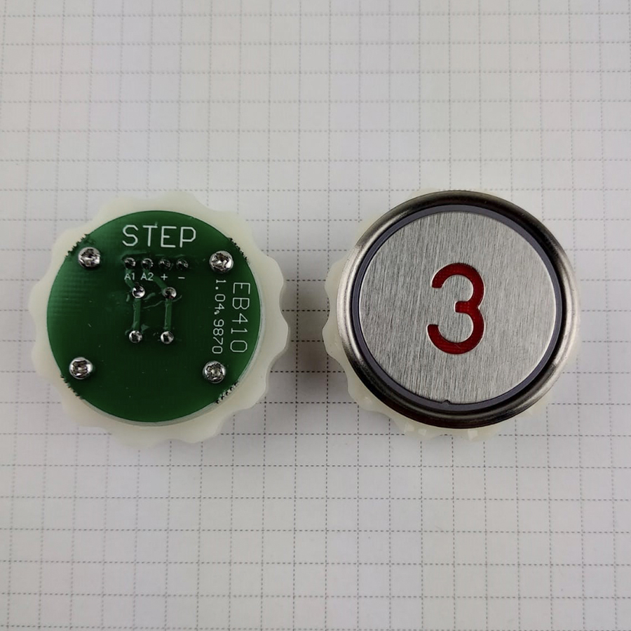 Кнопка приказа "3" круглая, тип EB410 (подсветка красная), LIFTMATERIAL (требуется перекоммутация, аналог)