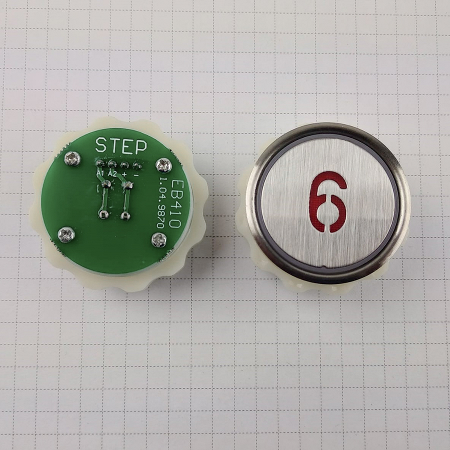 Кнопка приказа "6" круглая, тип EB410 (подсветка красная), LIFTMATERIAL (требуется перекоммутация, аналог)