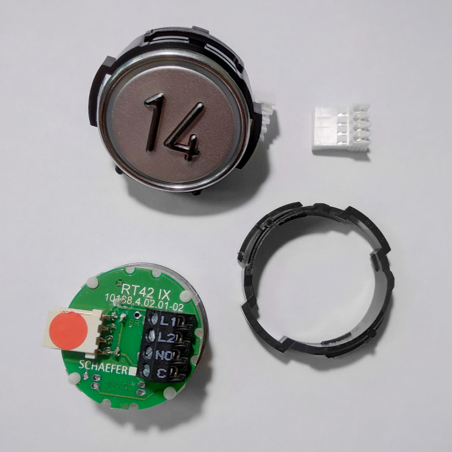 Кнопка приказа "14" RT42 IX, красная подсветка, SCHAEFER
