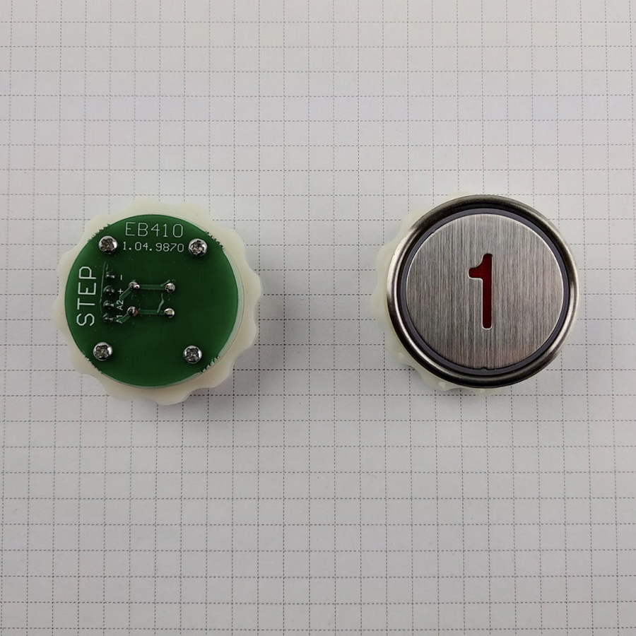 Кнопка приказа "1" круглая, тип EB410 (подсветка красная), LIFTMATERIAL (требуется перекоммутация, аналог)