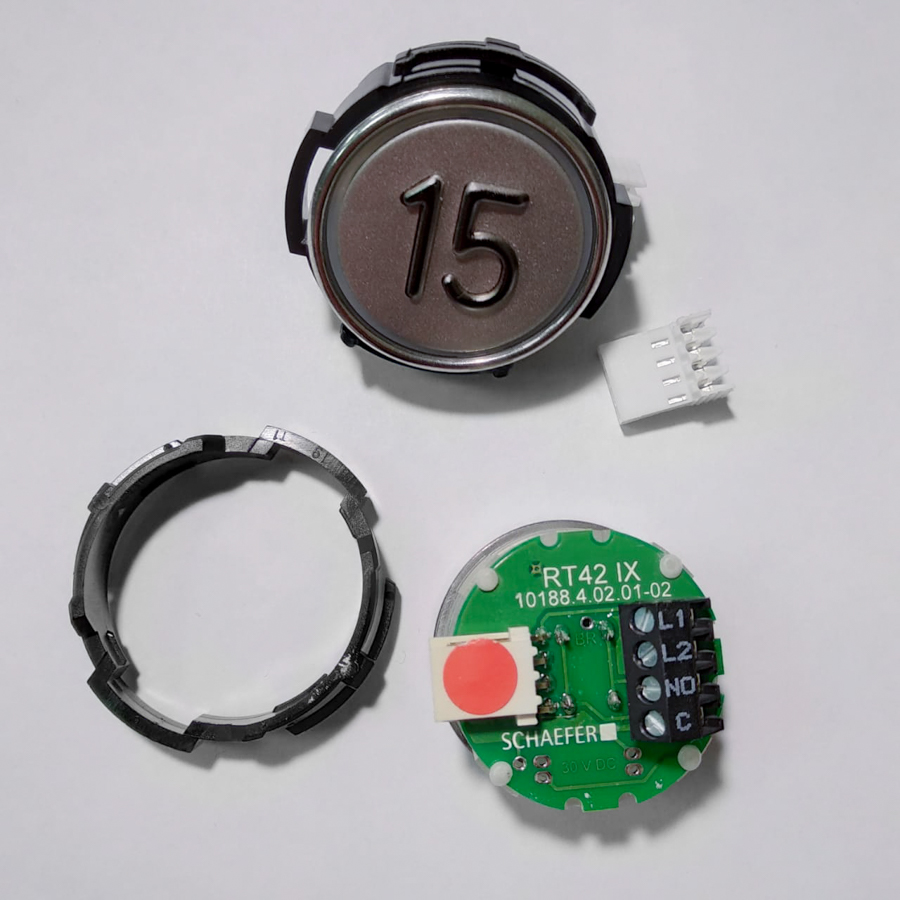 Кнопка приказа "15" RT42 IX, красная подсветка, SCHAEFER