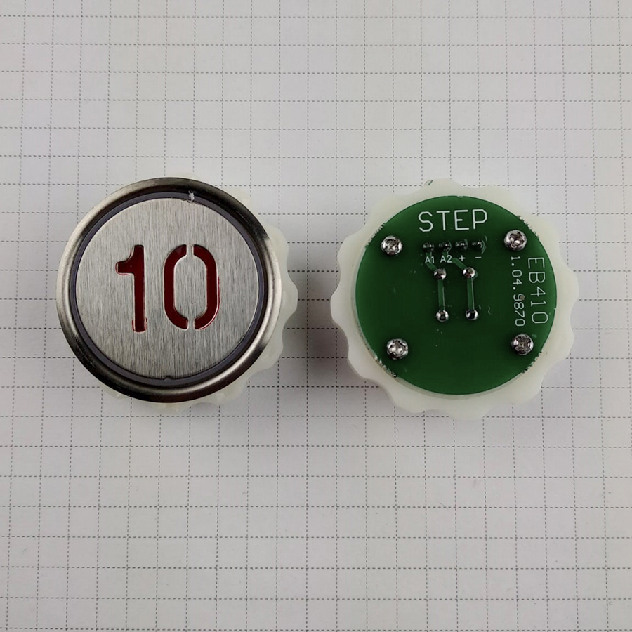 Кнопка приказа "10" круглая, тип EB410 (подсветка красная), LIFTMATERIAL (требуется перекоммутация, аналог)