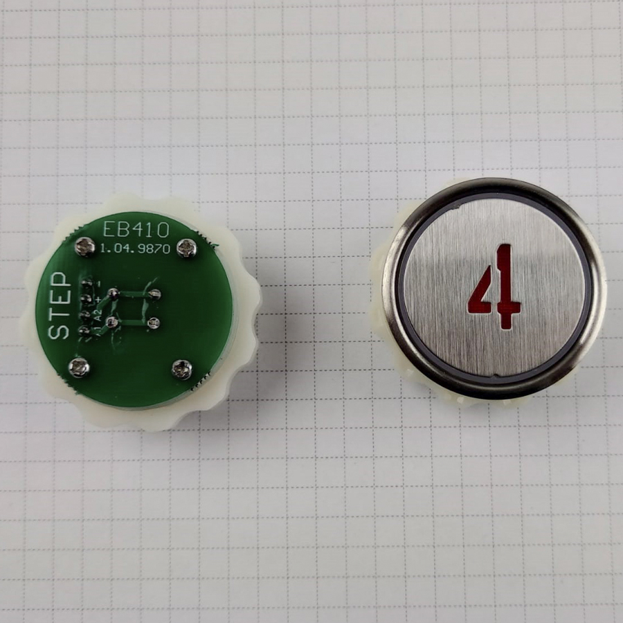 Кнопка приказа "4" круглая, тип EB410 (подсветка красная), LIFTMATERIAL (требуется перекоммутация, аналог)