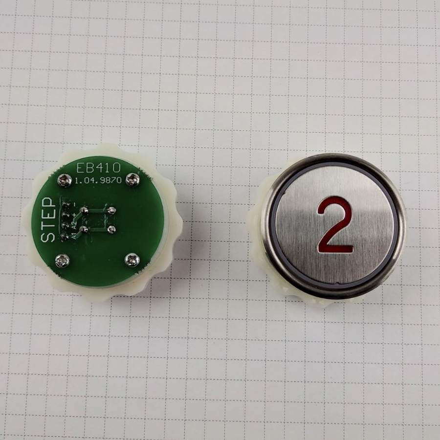 Кнопка приказа "2" круглая, тип EB410 (подсветка красная), LIFTMATERIAL (требуется перекоммутация, аналог)