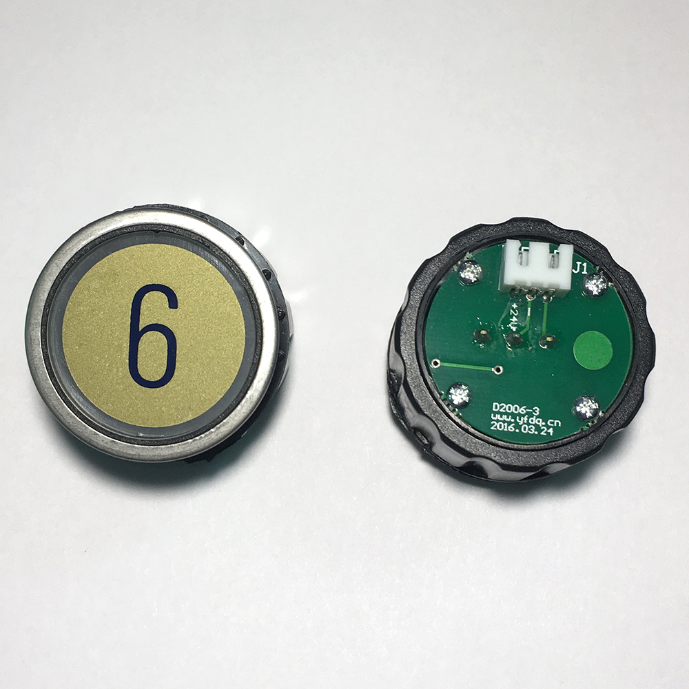 Кнопка приказа D2 «6», круглая, зеленая подсветка, SCHINDLER