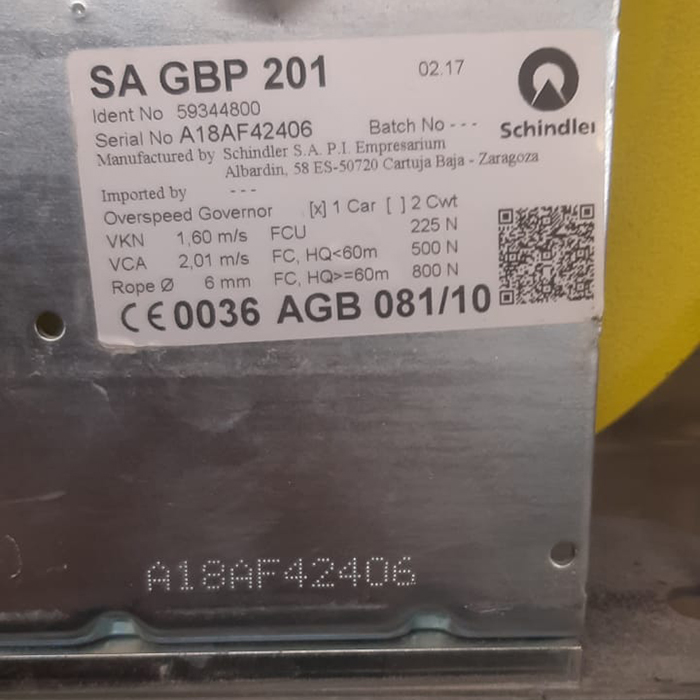 Ограничитель скорости SA GBP 201 ID. NR. 59344800 Schindler
