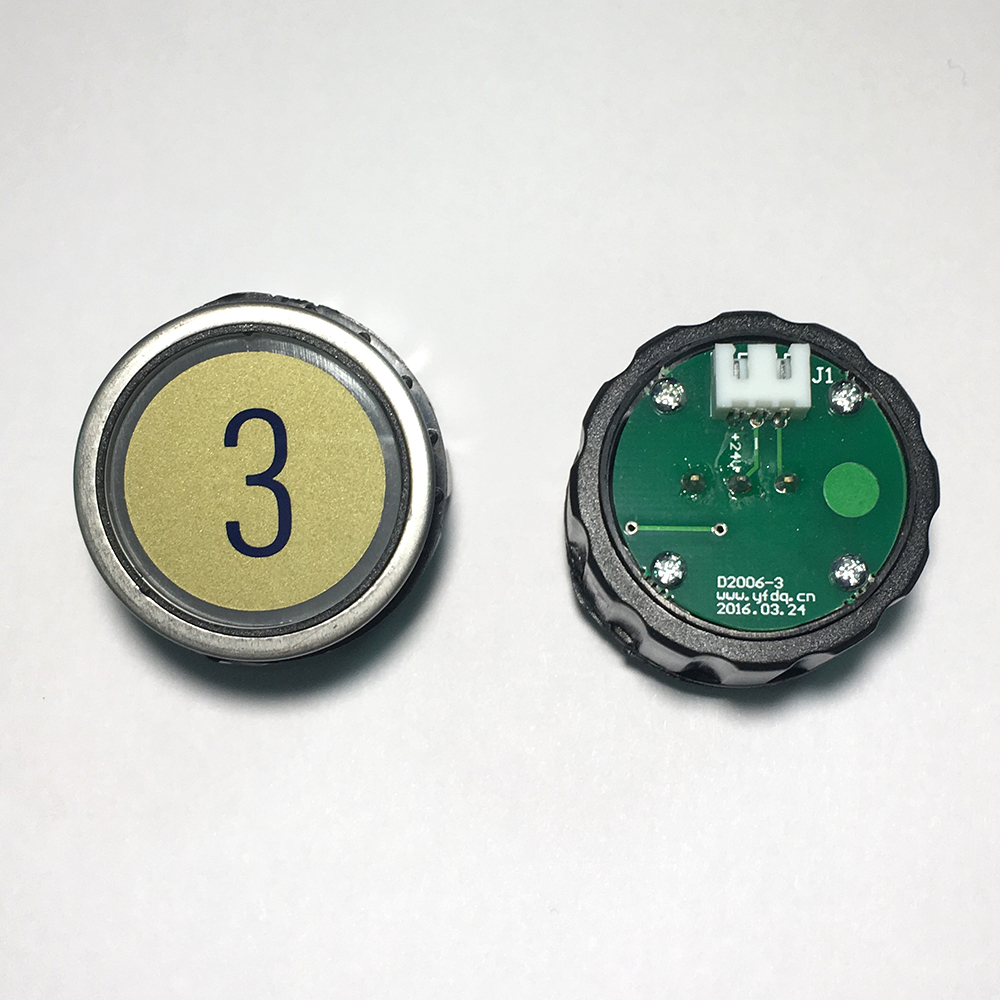 Кнопка приказа D2 «3», круглая, зеленая подсветка, SCHINDLER