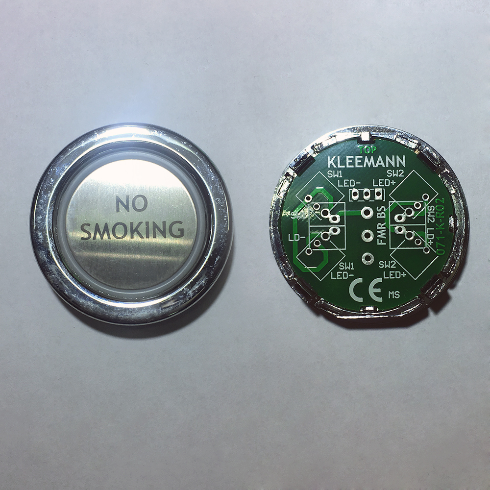 Кнопка-заглушка «No smoking», круглая, FMR SATIN, KLEEMANN