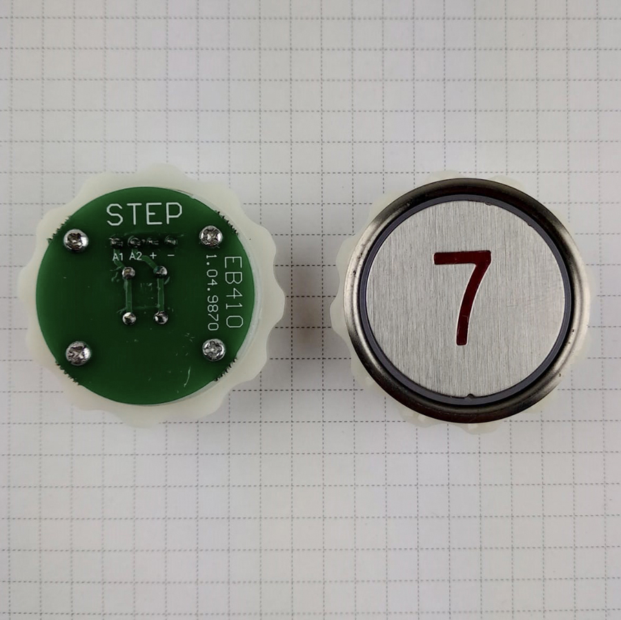 Кнопка приказа "7" круглая, тип EB410 (подсветка красная), LIFTMATERIAL (требуется перекоммутация, аналог)