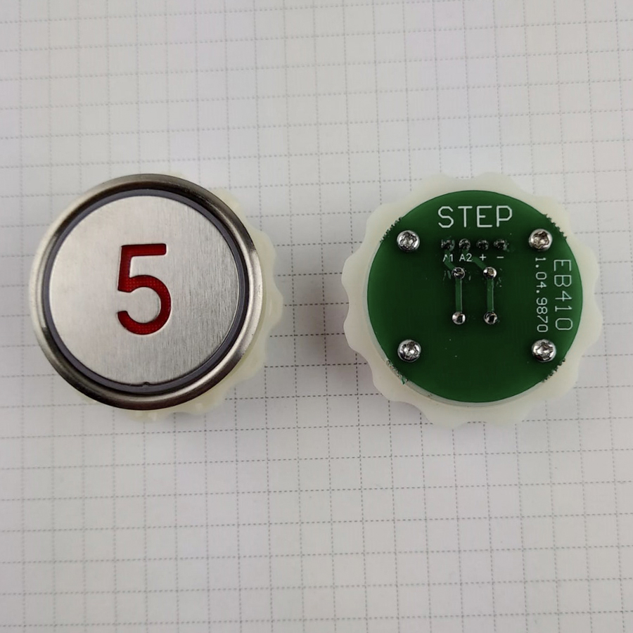 Кнопка приказа "5" круглая, тип EB410 (подсветка красная), LIFTMATERIAL (требуется перекоммутация, аналог)