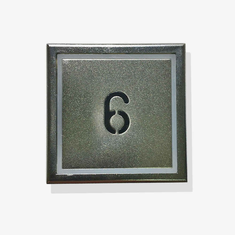Кнопка приказа «6», синяя индикация, низкая, 40х40мм, KT40, THYSSENKRUPP