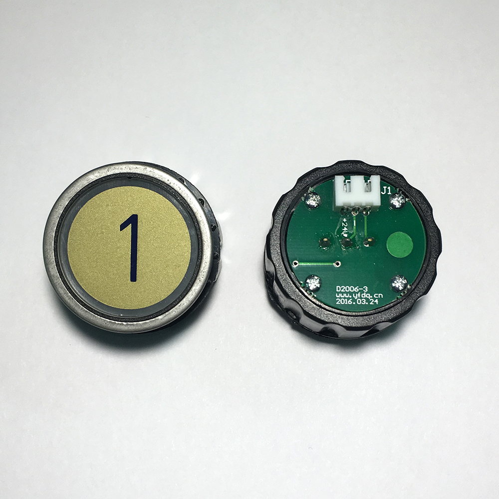 Кнопка приказа D2 «1», круглая, зеленая подсветка, SCHINDLER