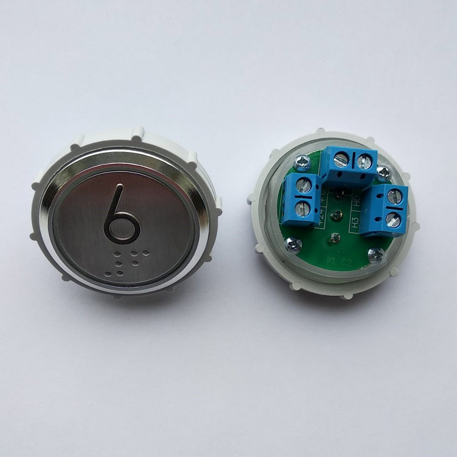 Кнопка приказа VEGA VENUS «6», с кодом Брайля, 24В, красная подсветка (АНАЛОГ)