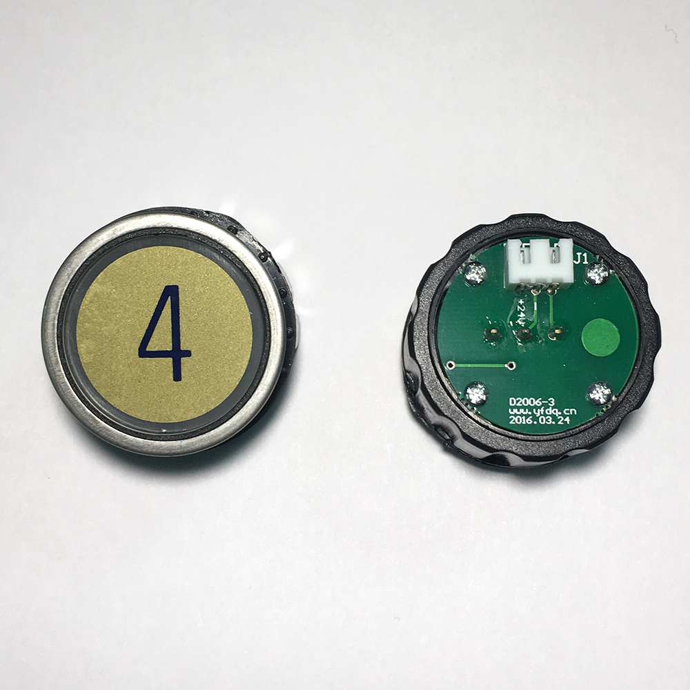 Кнопка приказа D2 «4», круглая, зеленая подсветка, SCHINDLER