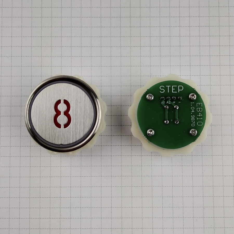 Кнопка приказа "8" круглая, тип EB410 (подсветка красная), LIFTMATERIAL (требуется перекоммутация, аналог)